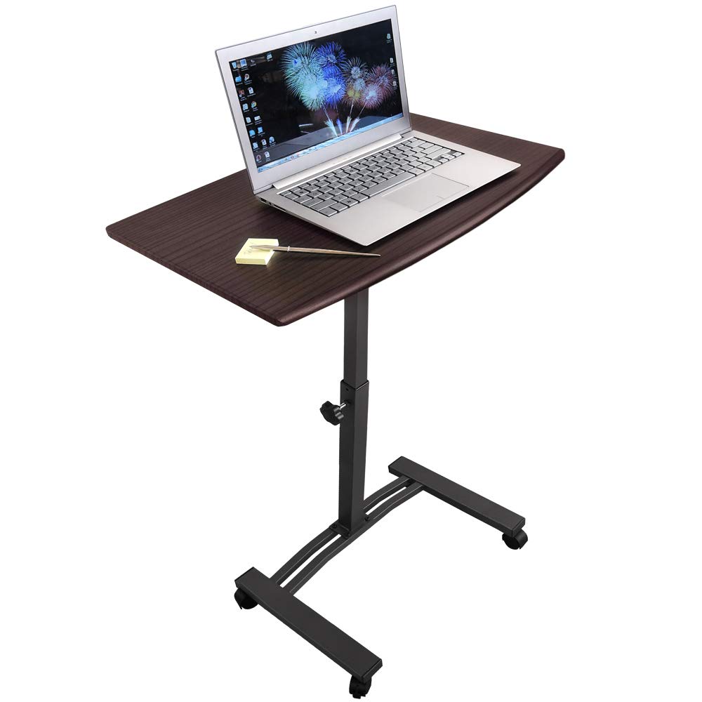 Tatkraft Salute Escritorio de Pie Móvil para Ordenador Portátil | Mesa Auxiliar de Sofa de Altura Ajustable 52-84 cm | Soporte Laptop con Ruedas de Bloqueo