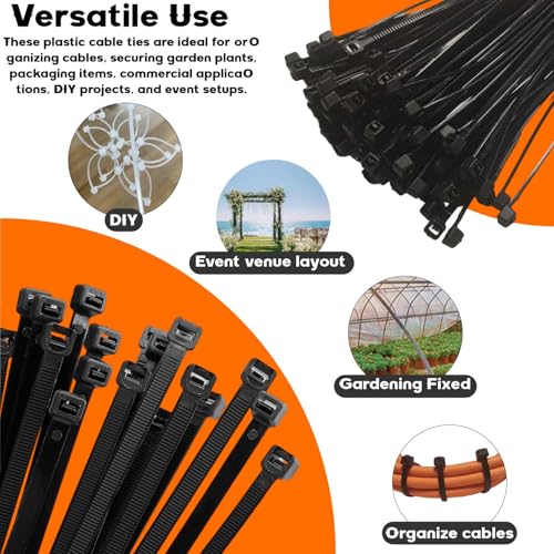 100 unidades de bridas resistentes de 12 pulgadas, nylon resistente a UV con diseño auto-bloqueante para cables, jardín, hogar, oficina y embalaje interior y exterior. miniatura 5