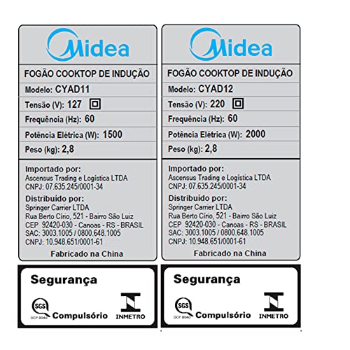 Cooktop de indução portátil 1 Boca 127V, Preto glide