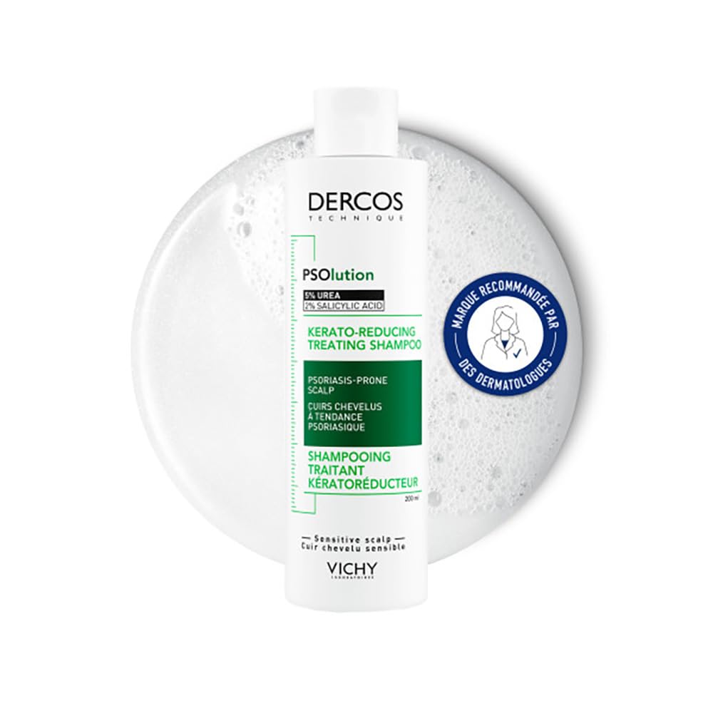 Dercos - Shampooing Anti Démangeaisons PSOLUTION - Shampoing Psoriasis et Squames - Apaisement Instantané - Enrichi en Actifs Dermatologiques et Acide Salicylique - Shampooing Cliniquement Prouvé