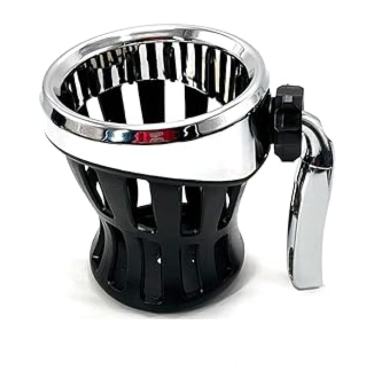 Per Honda Goldwing GL 1800 Manubrio Moto Portabicchieri Placcato e Supporto in Gomma Cromato/Nero per Harley Davidson Porta Bottiglia Acqua Passeggero con Cestino in Rete (Argento 102MM)