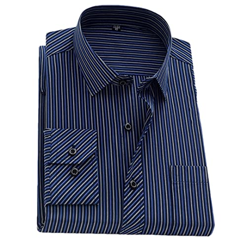 Chemise homme coupe ajustée en coton respirant à rayures Niiyyjj bureau L