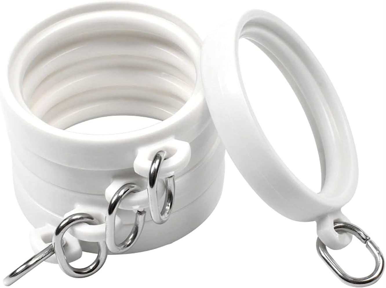 Curtain Rings 20PCS Circular Curtain Hanging Ring Plastic Curtain Accessories Ring Drape Eyelet Rings Gliding Easily on Shower Rod (Cream Color) Window Curtain Ring(Cream Color)