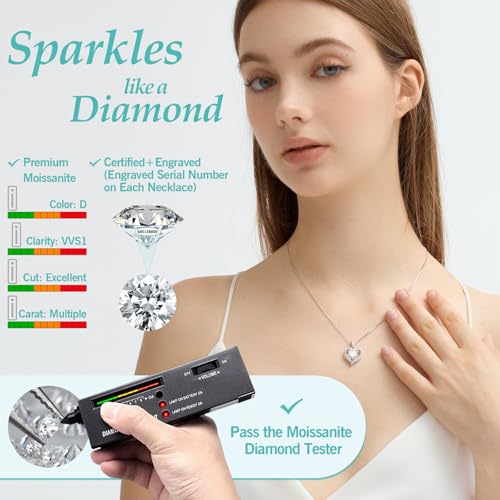 Moissanite Necklace for Women Moissanite Lab Created Diamond Heart Pendant Necklace Sterling Silver 1-3 Carat, Engraved with 'I LOVE YOU', Jewelry Gifts, for Wife, for Girlfriend, for Mom, Birthday Gift, Anniversary Present4