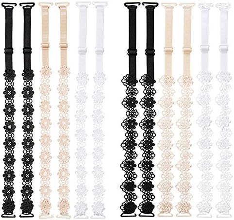 YEKEYI Women 6Pairs Bra Straps Flower Lace Adjustable Underwear Bra Strap Replacement Shoulder Strap
