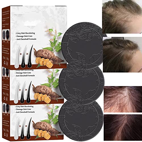 CAIBEI Shampoo Bar, 3pcs Naturale Polygonum Multiflorum, Volumizzante Balsamo Solido Capelli Sapone Scurente per Capelli Neri Lucenti Ricrescita