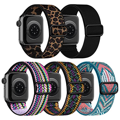 Ya en manzanajugosa.com: chinbersky 5 Pack Correas Nailon Compatibles Con Correa Apple Watch 38mm 40mm 41mm Mujer Hombres, Pulseras de Repuesto Trenzadas Deportiva elástico solo Para iWatch Series 8/7/6/5/4/3/2/1/SE