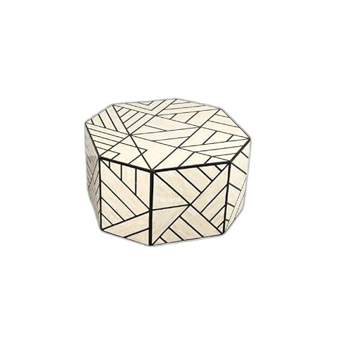 Beautifully Handcrafted Antique Bone Inlay Coffee Table | Living Room Table with Storage | White Colour Coffee Table | Handcrafted Ottoman Table for Home Decor Purpose - Fairdeal Handicrafts