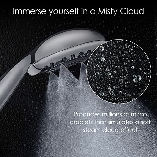 Aquarius Mist Handheld Shower Head With Hose (Extra Long) Spa Grade High Pressure Hand Held Showerhead Wand With 6 Spray Settings – Adjustable Mount Holder & Teflon Tape (Chrome) #TOP6