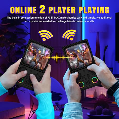 Image of R36TMAX Upgraded Retro Handheld Game Console with 4000mAh Battery, 4.0'' IPS Screen, Retro Gaming Console with Portable Case, Supports WiFi Networked Fighting and OTG (128GB Black)