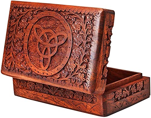 Ajuny Caja de tallado hecha a mano india de madera Cover
