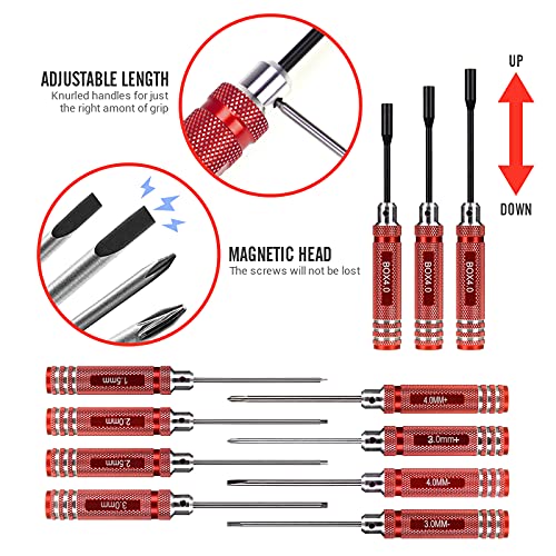Image of RC Car Tool Kit (27pcs), Screwdriver Set (Flat, Phillips, Hex), Pliers, Cross Wrench, Body Reamer, Stand, Polished Bar Hobby Repair Tools for Traxxas Car Quadcopter Drone Helicopter Airplane