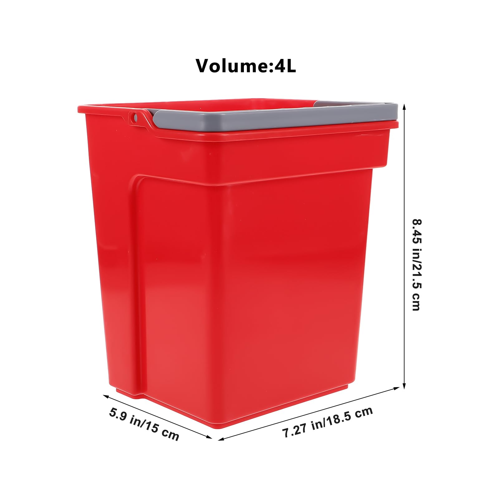 Cubo de limpieza cuadrado con asa, estructura de plástico de 4 litros, ideal para el hogar, oficina, escuela y uso comercial, herramienta de limpieza versátil