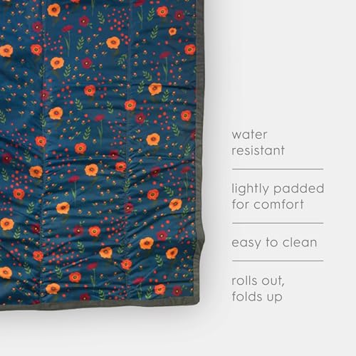 Image of Little Unicorn 5'x5' Outdoor Family Picnic & Beach Blanket | Durable & Water-Resistant Fabric | Compact Fold & Easily Wipes Clean | Zipper Pocket (Midnight Poppy)