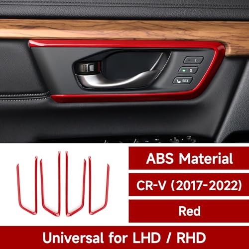 Image of Car Inner Door Bowl Decals for Honda CRV 2017 2018 2019 2020 2021 2022 Accessories CR-V ABS Carbon Fiber Interior Stickers, Red
