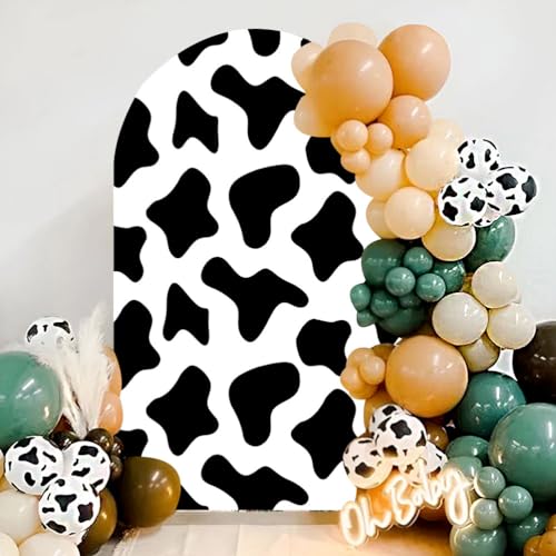 Arch Backdrop Cover Chiara Spandex Fitted Stretchy Fabric Arch Cover Baby Shower Birthday, Backdrop Decor Party Banquet Arch Decoration Cow Pattern Theme Personalized (6FT)