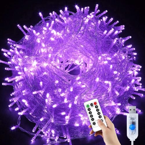 Guirlande lumineuse Noël violette pour décoration jardin et sapin