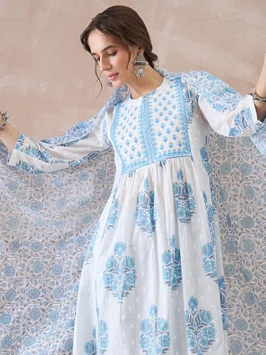 Image of INDO ERA Women Pure Cotton Kurta Set with Dupatta | Festive Suit Set
