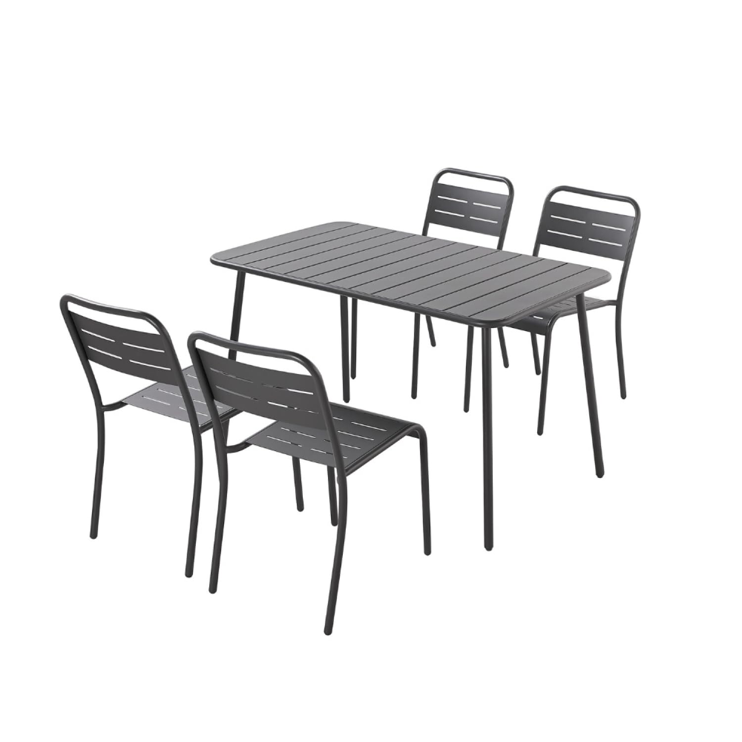 CONCEPT USINE Salon de Jardin BERGAME 4 Places 120 cm Acier Gris