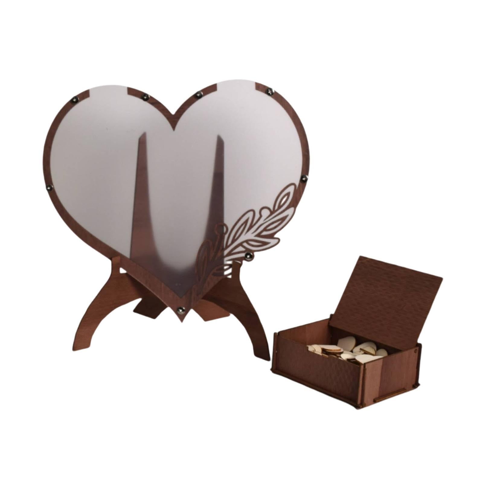 Libro de Firmas para Bodas, Marco de Fotos en Forma de Corazón, Tablero de Firmas, Portatarjetas, Decoración de Mesa de Madera, Recuerdo para Los