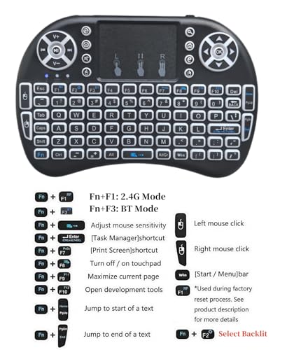 BIFANS Portable Mini Wireless Keyboard with Bluetooth&2.4G, Touchpad Mouse Combo Upgraded BRG Backlitght Memory for PC/Android TV Box/Projector/HTPC/Pad/Xbox/Tablets:i8-BT - Image 5