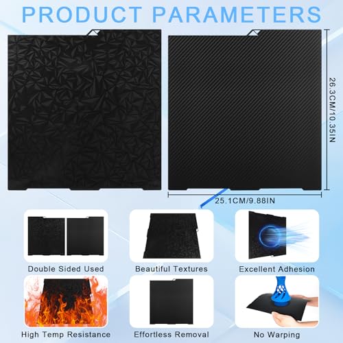 Trendecor 256x268 mm PEO + PET Doppelseitige Druckplatte Federstahl Druckbett Kompatibel für Anycubic Kobra 3, Kobra 3 V2 3D, Kobra 3 ComboDrucker Plattform
