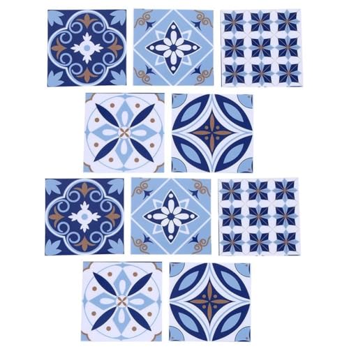 Pegatinas de azulejos, 10 piezas de PVC resistente al agua pegatina de azulejos para suelo pegatina de pared arte decoración de fondo de habitación en casa