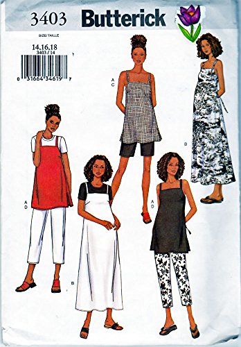 MISSES' BUTTERICK PATTERN 3403 MISSES' MATERNITY TOP, DRESS SHORTS & PANTS SIZE 14-18