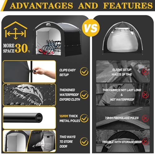 Image of Happy Travel Bike Storage Shed Tent, Waterproof Portable Bicycle Cover Shed