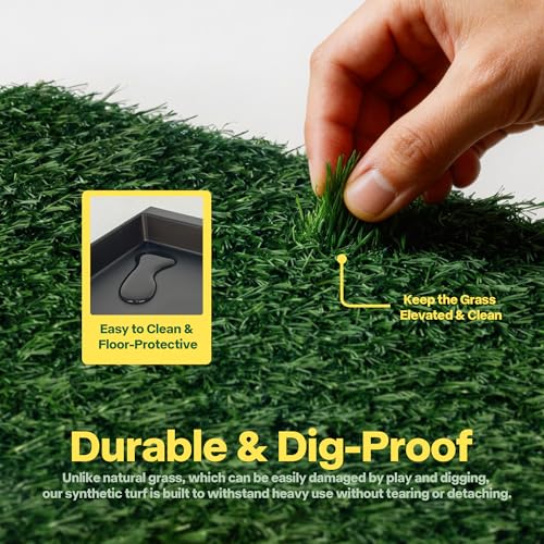 Image of Pawise Dog Grass Pad with Tray, 20x25 Inch Artificial Turf Puppy Potty Pad, Indoor Outdoor Dog Toilet with Pull-Out Drawer & Free Garbage Bags, Dogg Litter Box for Potty Training