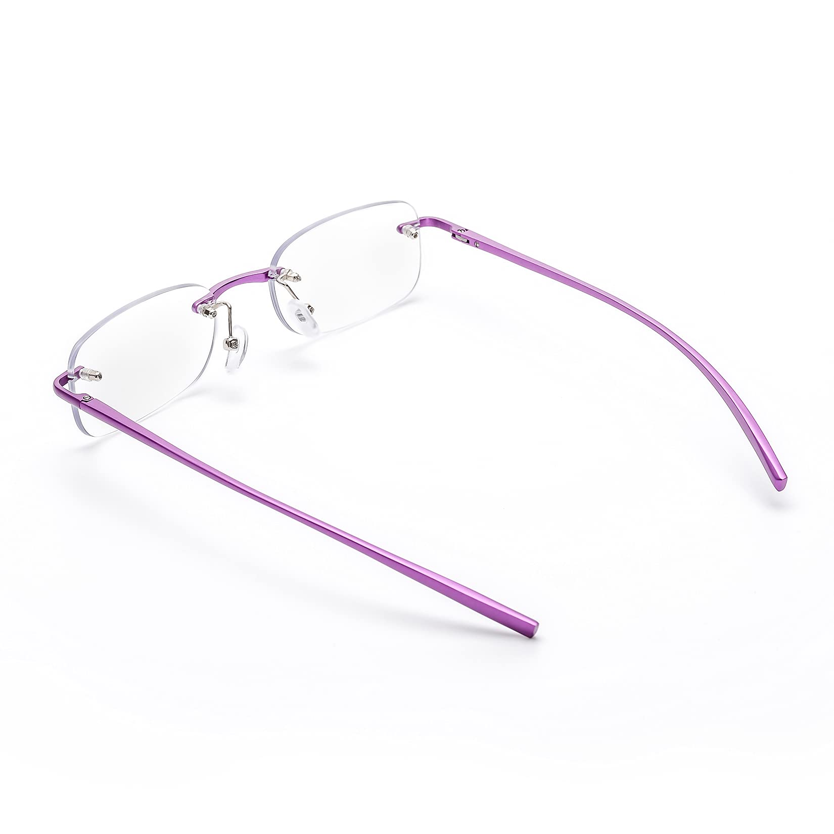 ZUVGEES Rimless Clear Reading Glasses Blue Light Blocking Readers for Men and Women (Purple, 1.00) - Image 4