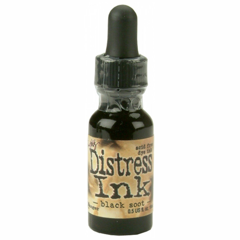 Black Tim Holtz Distress Ink Re-Inker .5Oz- Soot