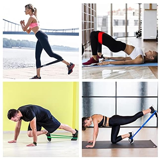 Exercise Band Resistance Bands for Working Out Men and Women Set 5 Different Levels Yoga Pilates,Natural Latex is Non Toxic and Odorless Not curl with Exercise Instructions e Carry Bag.