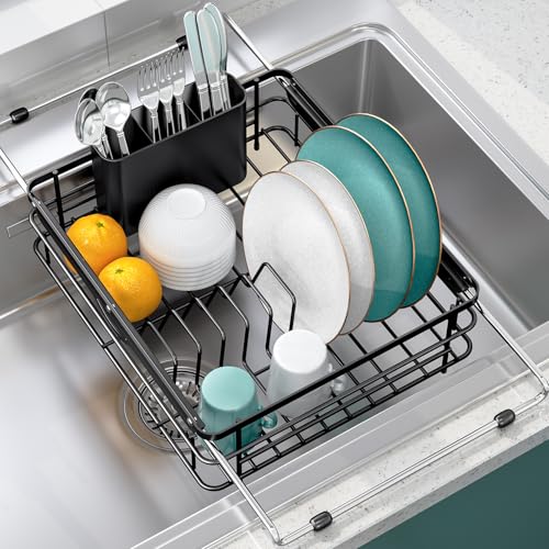 Expandable In-Sink Dish Drying Rack for Kitchen Counter and Over Sink Use