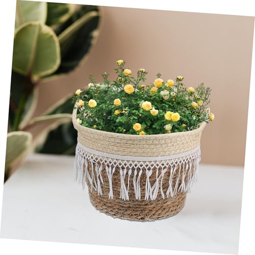 Panier à fleurs tressé en coton avec doublure PE pour décoration de table - 8