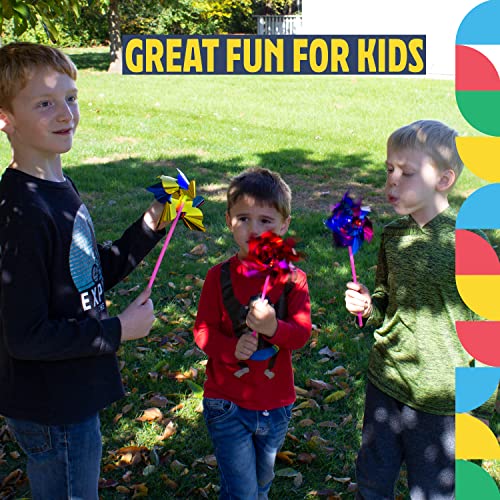 Dazzling Toys DIY Paradise Party Pinwheels - Pack of 12 - Assemble Yourself Multi Flamboyant Colors, Pinwheel Measures: 6" Stick Measures: 11"