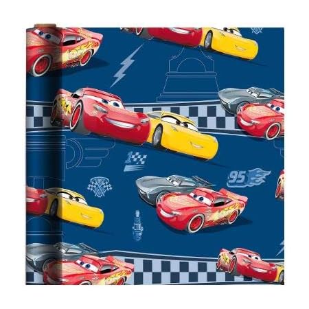 Amazon Com Cars 3 Lightning Mcqueen Cruz Ramirez Blue Theme Gift Wrapping Paper Sq Ft 1 Roll Kitchen Dining