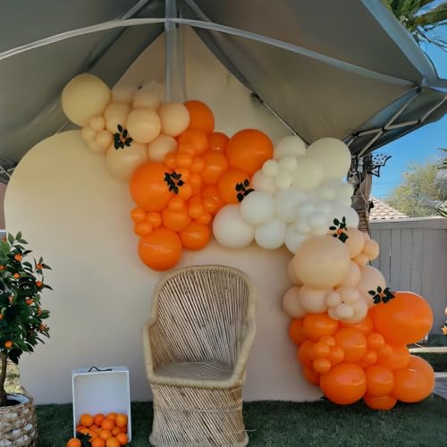 Image of YMSZ Orange Balloons, 100pcs 12Inch Orange and White Balloons