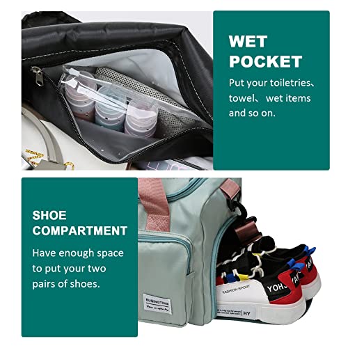 Image of Small Gym Bag for Women, Travel Duffle Bag Carry On Weekender Bag with Shoe Compartment
