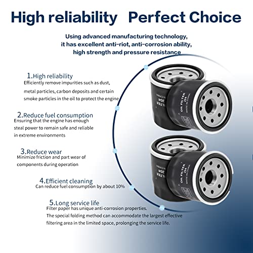 Jcklw Oil Filter For Honda 15410Mcj000 Cbr600Rr Cbr1000Rr Gl1800 Gold Wing Ctx700 Vt750C Nc750X,Kawasaki 16097-0002 Krf800 Teryx Kvf750 Brute Force,Yamaha Yzf R1 Fjr1300A Arctic Cat 3201-044 (4Pcs) #TOP4