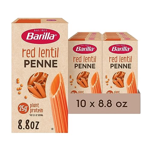 Barilla Red Lentil Penne Pasta, Good Source of Plant-Based Protein, Excellent Source of Fiber, Kosher, Gluten Free & Non-GMO, 8.8 Ounce (Pack of 10)