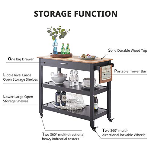 image for Smile Back Kitchen Island with Wheel, 40’’ x 20’’ Kitchen Isla