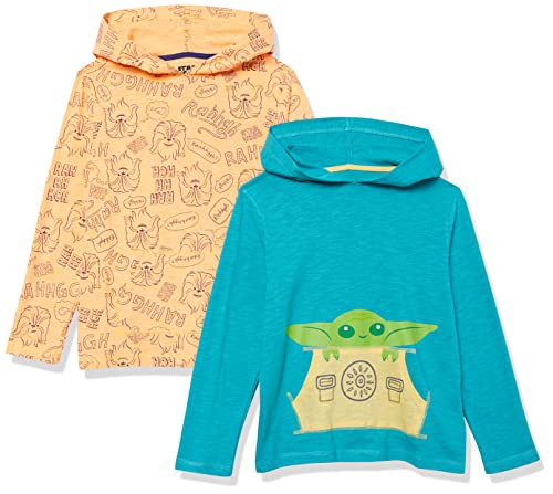 Image of Amazon Essentials Disney | Marvel | Star Wars Boys and Toddlers' Lightweight Hooded Long-Sleeve T-Shirts, Pack of 2