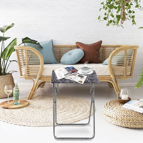 Image of Garden 4 you Folding TV Tray Table,TV Dinner Table with Sturdy MDF Top,Eating Trays for Living Room with No Assembly Required, 2PCS (Black Marble)