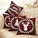 Fjfz Set of 4 Christmas Farmhouse Decorative Throw Pillow Cover 4PCS Red Buffalo Check Plaid Deer Tree Sign Winter Holiday Decoration Merry & Bright Home Décor Cotton Linen Cushion Case Sofa 18