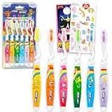 Care Bears Toothbrush Set - Bundle with 6 Toothbrushes Featuring Cheer Bear, Funshine Bear, More Plus Stickers | Care Bears Oral Hygiene Kit for Kids and Toddlers