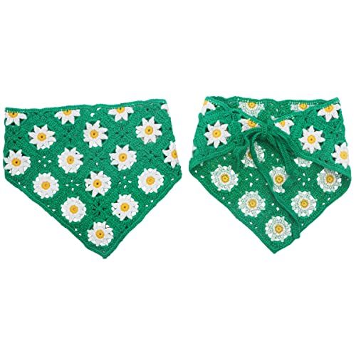 FZBNSRKO Crochet Bandana Head, 1 Pack - Hair Scarf, Knitted Hair Kerchief Tie Headwrap for Women Girls, Dark Green2