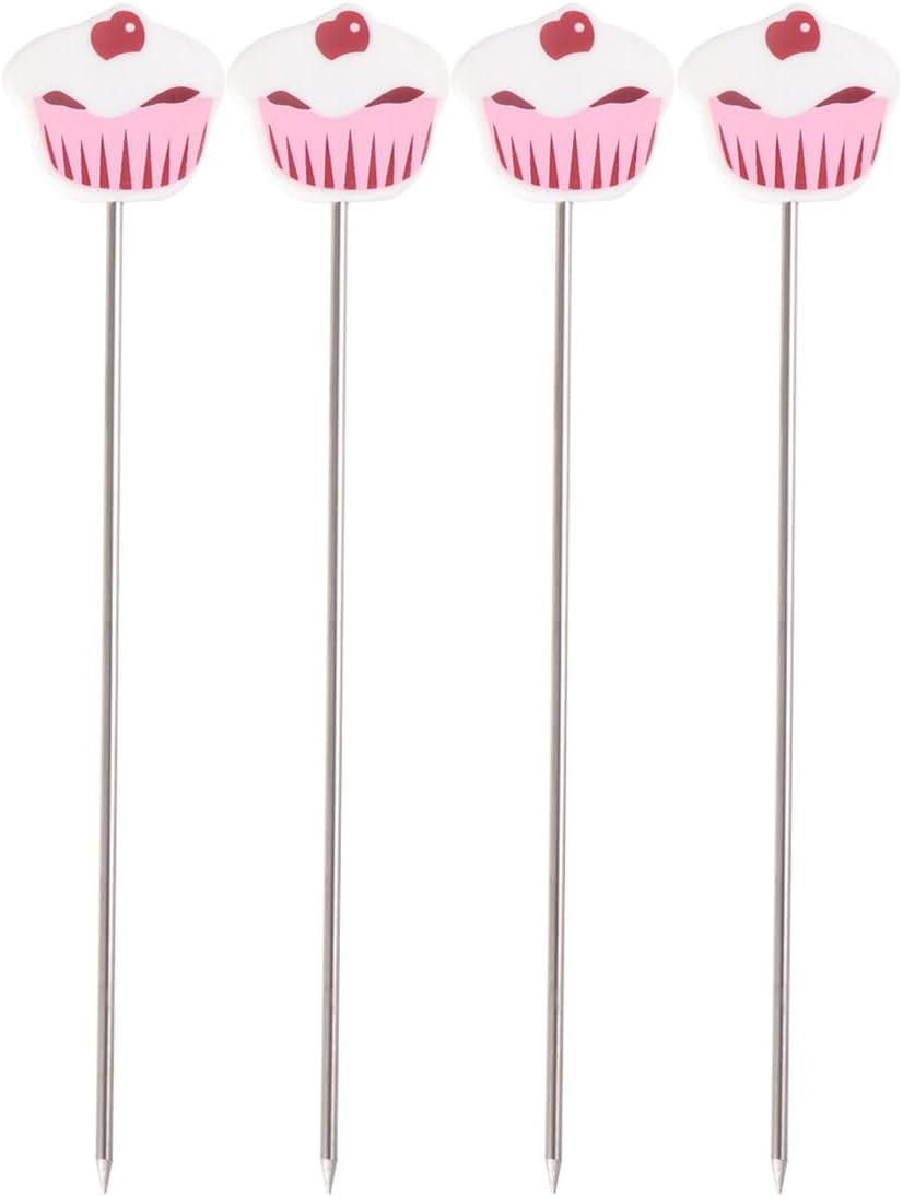 4PCS Stainless Steel Cake Tester Needles Baking Doneness Test Tool for Cake Bread Muffin DIY Baking Equipment with Non-slip Handle Food-safe Cooking Bread Tool