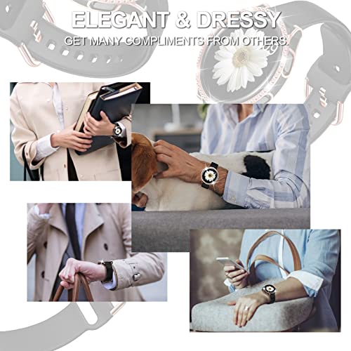 Dabaoza Compatible For Samsung Galaxy Watch 4 5 Band 40Mm With Glitter Bumper Case, Women Black Silicone Soft Comfortable Adjustable Strap With Buckle For Galaxy Watch 4 5 (Blackrosegold, 40Mm) #TOP5