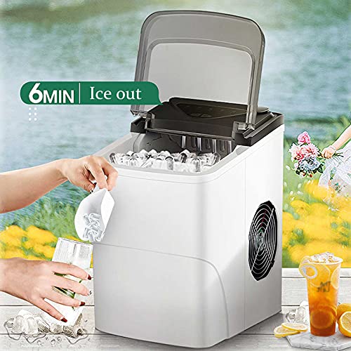 Máquina fabricadora de hielo de sobremesa, 2 tamaños de cubos, con limpieza automática y salida rápida de hielo para hogar/cocina/oficina/bar miniatura 3